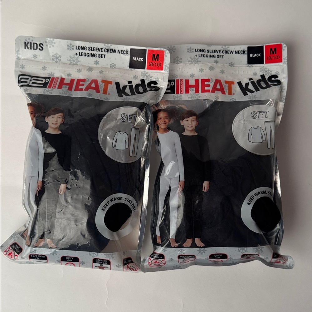 32 Degress Kids Heat Tech Base Layers Top & Bottom - M (8/10)